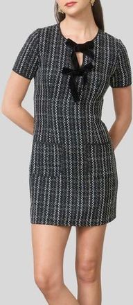 Blu Pepper Bow Detail Tweed Dress in Black at Nordstrom Rack, Size Medium