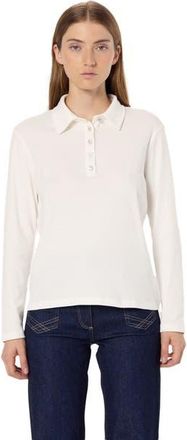 Gerard Darel Hania Rhinestone Button Polo Shirt in Ecru at Nordstrom, Size Medium