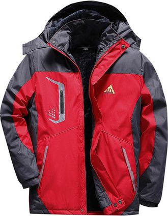 Generic Mrat Waterproof Jackets Men Fleece Warm Winter Jacket Outdoor Windproof Coat Hooded Breathable Raincoat Plush Ski Softshell Thermal Parka Trench Coat 