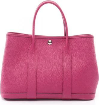 Herm&egrave;s Pink Rose Purple Country Leather Handbag Tote Bag (Pre-Owned)