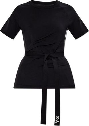 Yohji Yamamoto T-shirt met trekkoorden - Dames - T-shirts - Zwart - XS - Tops