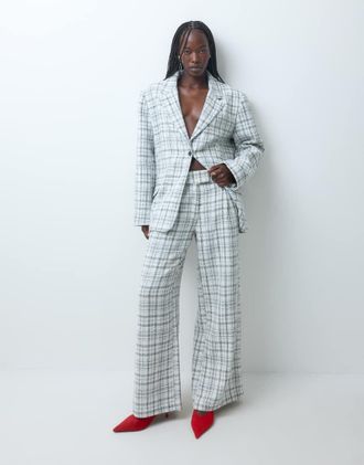 Asos pantaloni sartoriali relaxed stile mensy a quadri bianco inverno