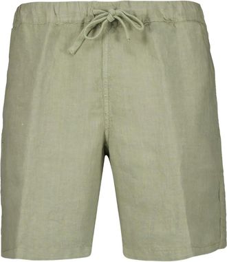 120% Lino Shorts in lino con vita elasticizzata - Verde