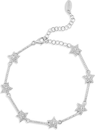 SHYMI Pav&eacute; Star Tennis Bracelet -.925 Sterling Silver, 14K Gold-Plated, Rose -Gold Plated, Rhodium Plated Cubic Zirconia Detailing, 6 with 2 Extender, Day t