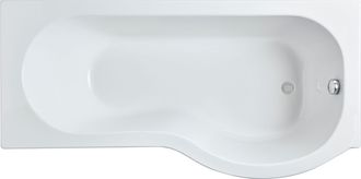 Balterley Modern P Shape Right Hand Shower Bath Tub with Leg Set, 1600mm - White