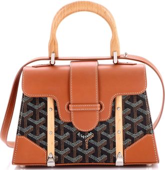 Goyard Structured Saigon Top Handle Bag Coated Canvas with Leather Mini