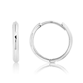 MAX + STONE Solid 14k Yellow or White Gold Huggie Domed or Flat Style Small Hoop Earrings