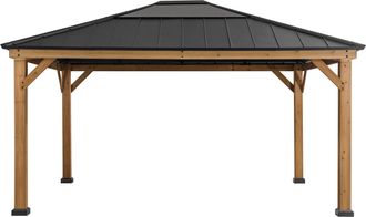 Sunjoy Direct Cenador De Madera De Cedro Ernir - 393cm X 452cm, Antracita