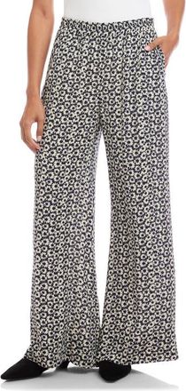 Karen Kane Daisy Print High Waist Wide Leg Crepe Pull-On Pants at Nordstrom, Size X-Large
