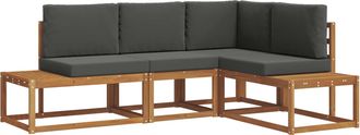 vidaXL 4 Uds. Conjunto De Sof&aacute;s De Exterior Natural Y Antracita Vidaxl