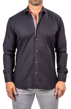 Maceoo Eins Marthy Contemporary Fit Cotton Button-Up Shirt in Black at Nordstrom, Size 5