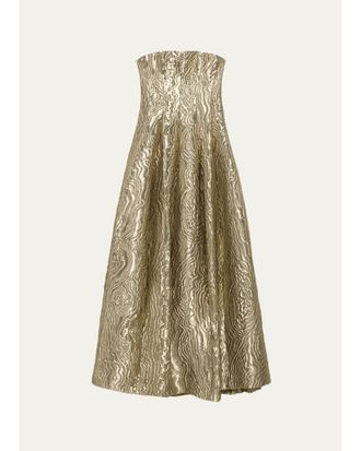 SIMKHAI Celeste Strapless Metallic Jacquard Gown