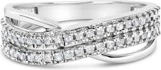 House of Brilliance 10K White Gold 1/2 Cttw Princess Diamond Split Shank Band Ring at Nordstrom, Size 8