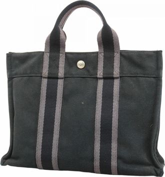 Herm&egrave;s Black Canvas Tote Bag (Pre-Owned)
