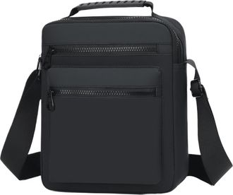 Generic Compatible For Men Outdoor Leisure Pure Color Simple Commuting Large Capacity Trendy Crossbody Single Shoulder Handbag(Black)