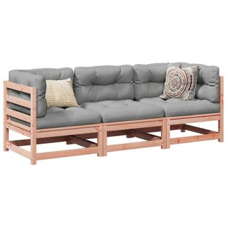 vidaXL Juego De Sof&aacute;s De Jard&iacute;n 3 Pzas Madera Maciza De Abeto Douglas Vidaxl