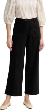 Sessun Wijde Broek - Dames - Wijde Broeken - Zwart - S - Katoen - Broeken