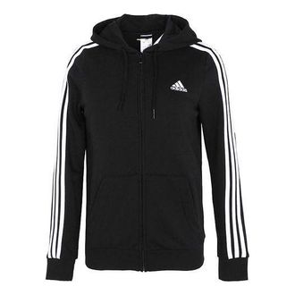 adidas (WMNS) adidas Contrasting Colors Stripe Sports Hooded Jacket Autumn Black GL0792