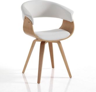 Oresteluchetta Silla madera roble y piel blanca H81 L62 P51 cm