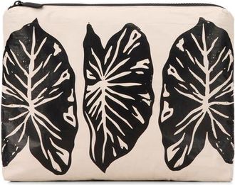Aloha Collection Mid Kalo Water Resistant Zip Pouch in Black/Sandstone at Nordstrom