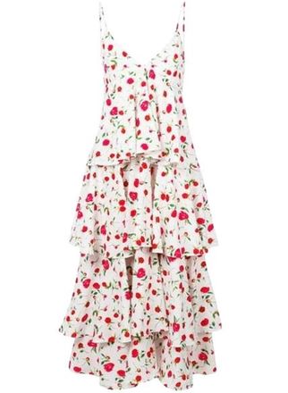 Dodo Bar Or Rose Print Tiered Midi Dress Size M