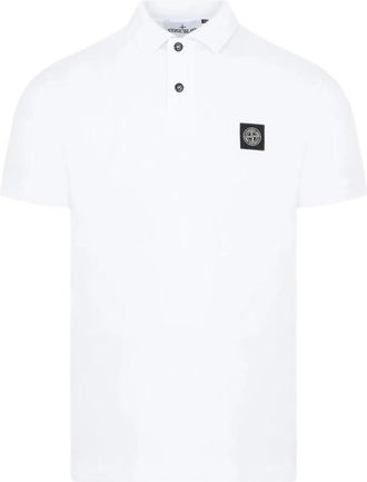 Stone Island Button Patch Polo - Heren - Polos - Wit - 2XL - Katoen - Tops