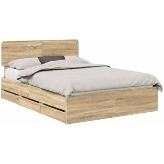 vidaXL Bed Frame with Drawer Sonoma Oak 140 x 190 cm Engineered Wood vidaXL