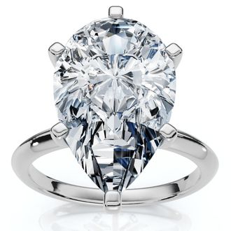 Pompeii3 Certified 3Ct Pear Shape Solitaire Diamond Engagement Ring 6-Prong Lab Grown
