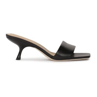 Kazar Zwarte muilezels met lage originele hak - Dames - Muiltjes - Zwart - 39 EU - Leer - Schoenen