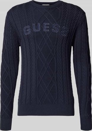 Guess Strickpullover aus Baumwoll-Modal-Mix in Marine, Gr&ouml;&szlig;e XXL