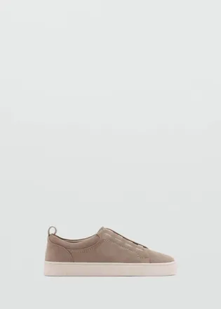Mango Sneaker pelle crosta di cuoio suola Vibram marrone chiaro/pastello - Uomo - 40 - MANGO MAN