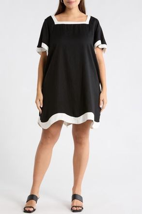 Sugarlips Gizelle Scallop Shift Minidress in Black at Nordstrom, Size 3 X