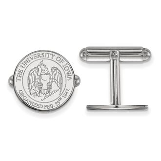 Diamond2Deal Sterling Silver Rhodium-plated Iowa Crest Cuff Links