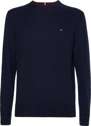 Tommy Hilfiger Crew Neck Jumper - Heren - Ronde hals truien - Blauw - S - Katoen - Truien & Vesten