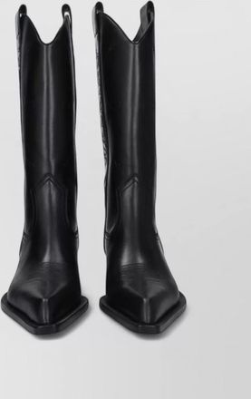 Off-white leather high heel cowboy boots