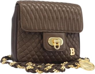 Bally Vintage Chain Quilted Leather Leather Shoulder Bag Bag (Pre-Owned)