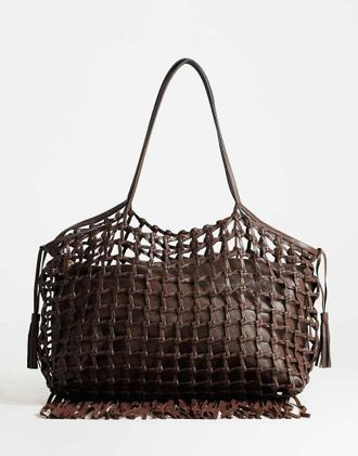 Topshop Tobias - Borsa shopping grande color cioccolato-Marrone