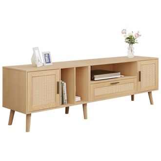STILVORA Mueble Tv Con 2 Puertas, 1 Caj&oacute;n Y 3 Huecos Abiertos, Con Pasacables, En Tablero De Part&iacute;culas, 180&times;40&times;55 Cm, Roble