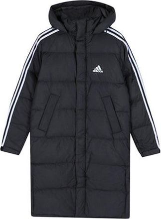 adidas Long Parka mid-length Outdoor Thicken hooded down Jacket Black EH3993