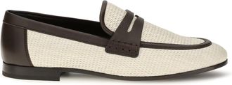 Brunello Cucinelli Womens Leather And Raffia Loafers Rope Polyamide
