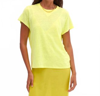 Clare Vivier Classic Linen Tee With V-Stitch In Neon Yellow