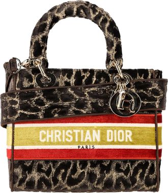 Dior Pre-owned Womens Medium Lady D-Lite Mizza Top Handle Bag in Multicolor Velvet - Multicolour - One Size