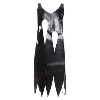 Comme Des Gar&ccedil;ons Comme Des Garcons PU V neck cut out fringe top
