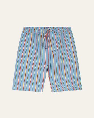 The Elder Statesman Mens Jacquard Stripe Silk Ball Shorts