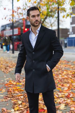 TruClothing Herenjas met reverskraag en wolmix, zwart