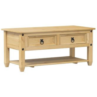 vidaXL Mesa De Centro Cajones Corona Madera Maciza Pino 100x48x45 Cm Vidaxl