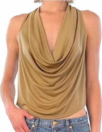 Ramy Brook Womens Harriet Sleeveless Draped Silk Halter Top In Bronze