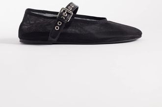 Tony Bianco Mimzy - Ballerine nere in rete con cinturino con fibbia-Nero