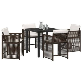 Berkfield Home Traditional 5 Piece Garden Dining Set with Cushions Brown Poly Rattan