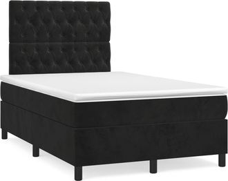 vidaXL Cama Box Spring Con Colch&oacute;n Y Led Terciopelo Negro 120x190 Cm Vidaxl